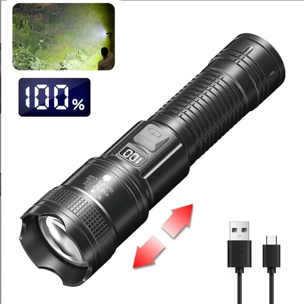 High Power USB Rechargeable LED Flashlight | Waterproof Tactical Torch