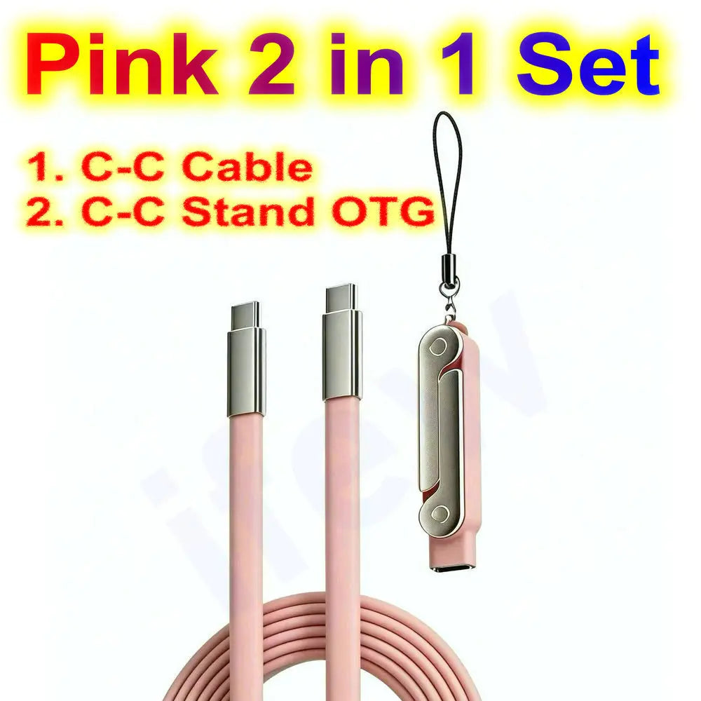 USB Type C Flat Charger Cable with Kickstand | 240W Charging