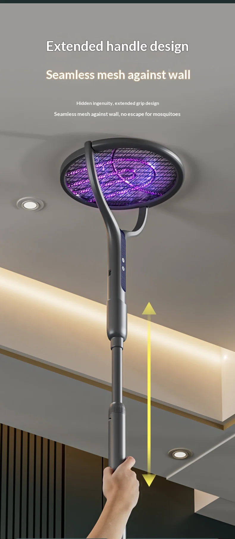 Rotating Head Bug Zapper Racket | Rechargeable Electric Fly Swatter