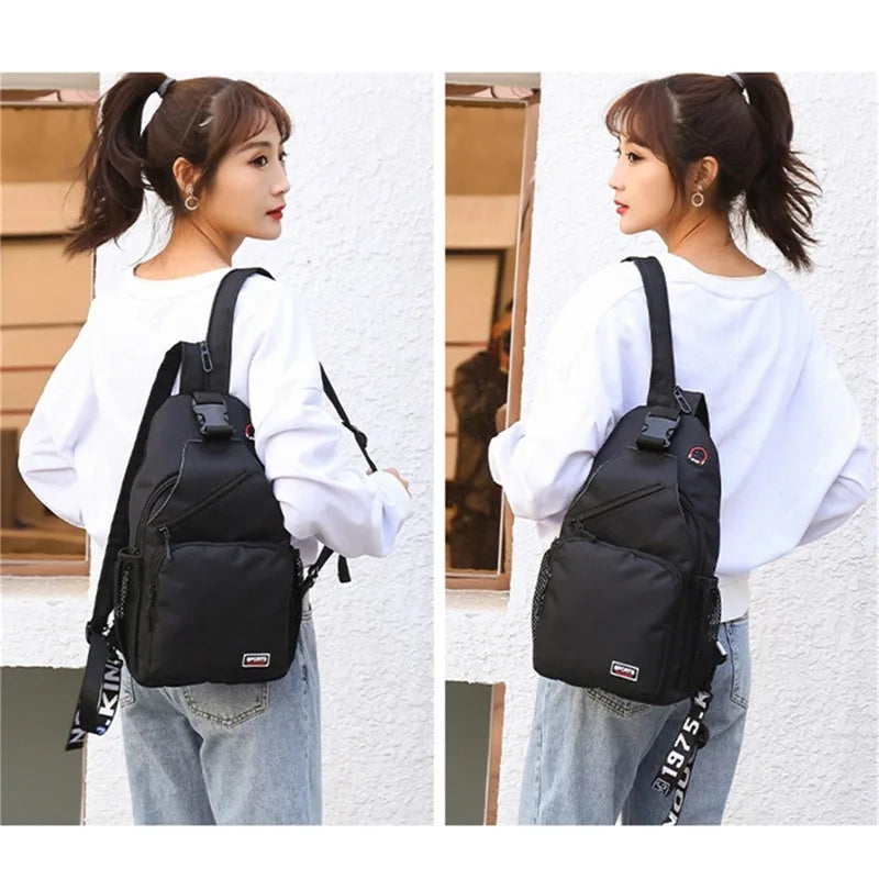 Women's Solid Color Chest Bag | Multi-Function Zipper Shoulder Bag