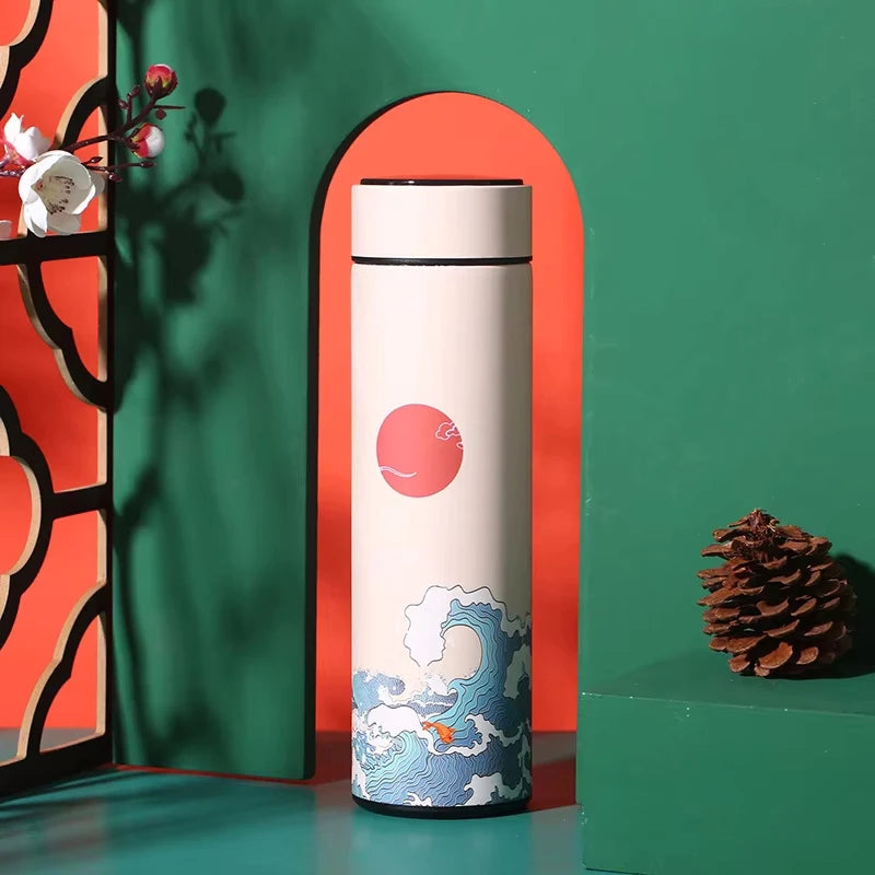 Smart Insulated Vacuum Flask with Temperature Display | Retro Design