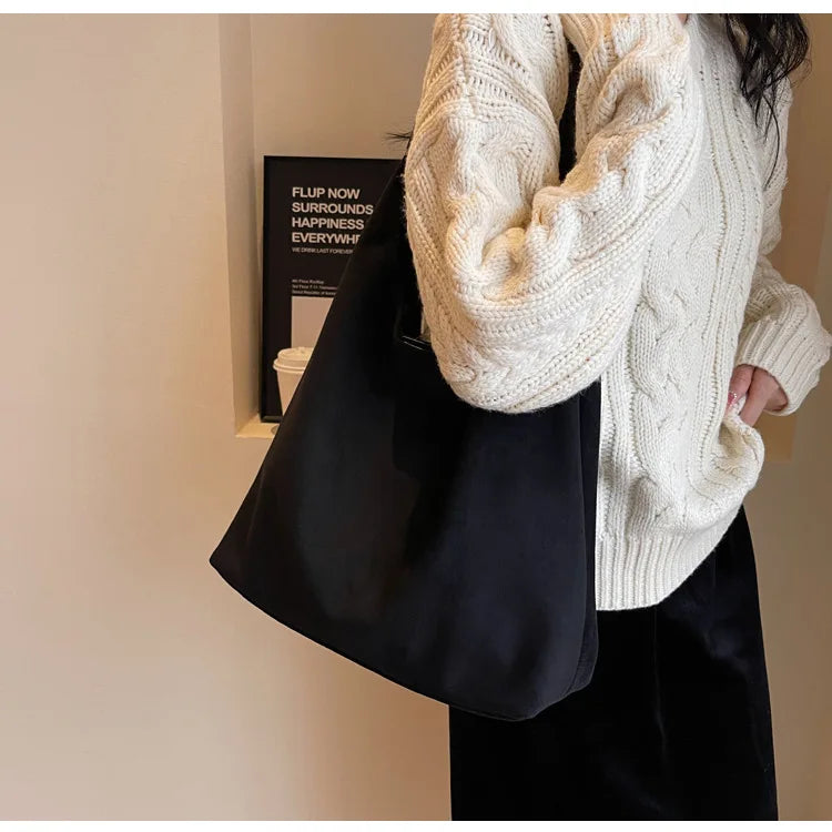 Stylish Winter Suede Shoulder Bag | Large Capacity Crossbody Bag