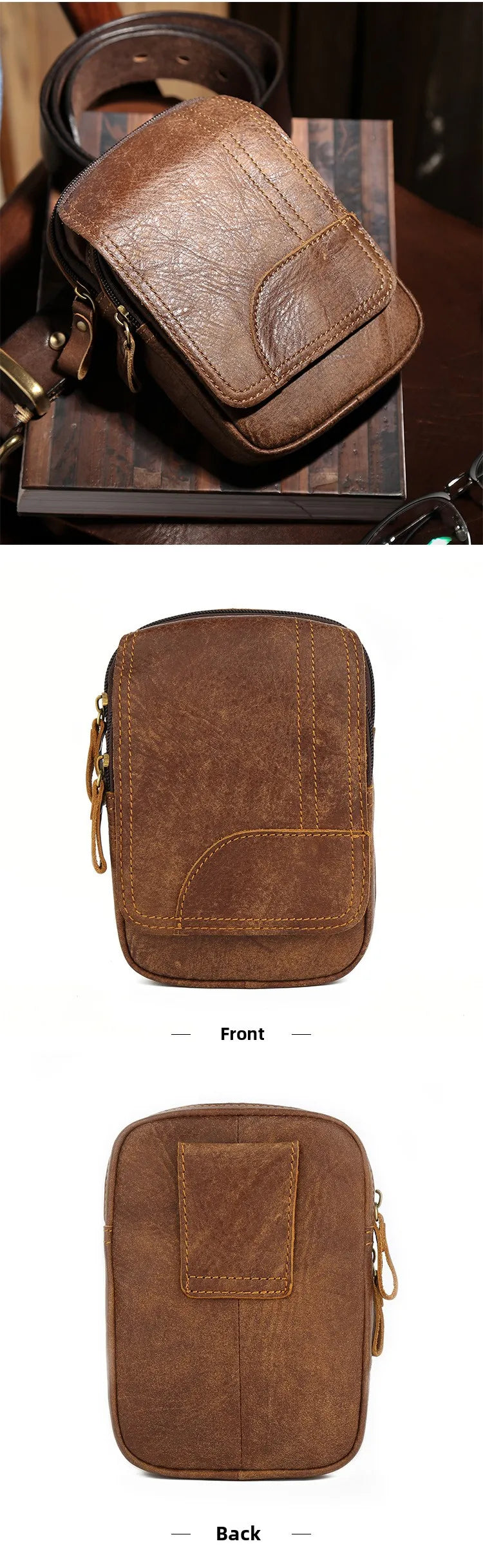 Men's Vintage Leather Waist Bag | Stylish Outdoor Sports Pack