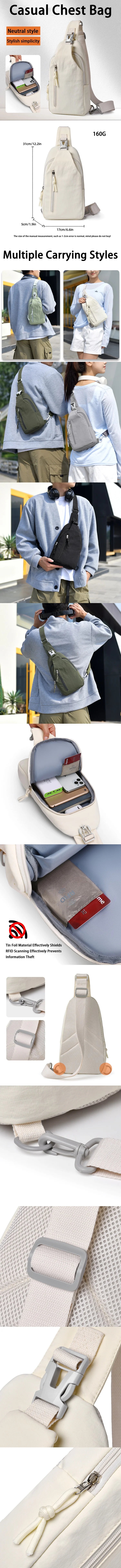 Large-Capacity Nylon Cross-Body Bag for Commuting and Travel