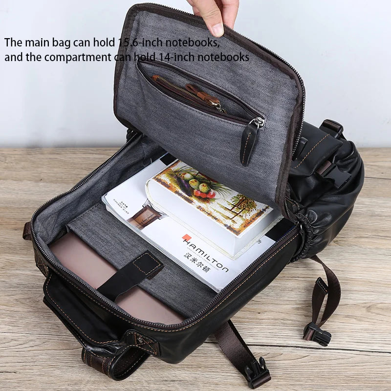 Vintage Cowhide Men's Backpack | Large Capacity Casual Bag