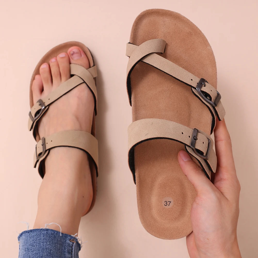 Women's Classic Cork Slippers | Comfortable Suede Clogs with Arch Support