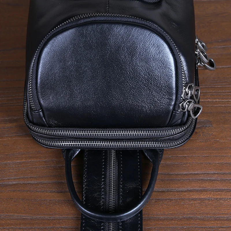 Bandolera de cuero casual para hombre | Mochila elegante para el día a día