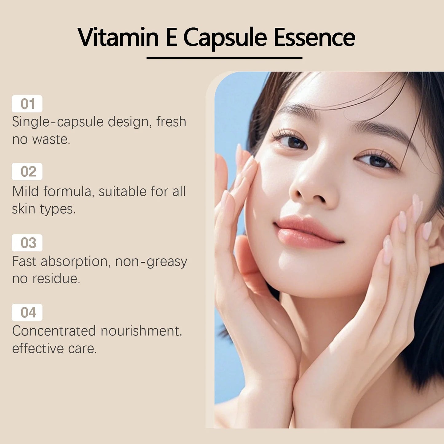 Vitamin E Face Serum Capsules for Deep Hydration and Firming