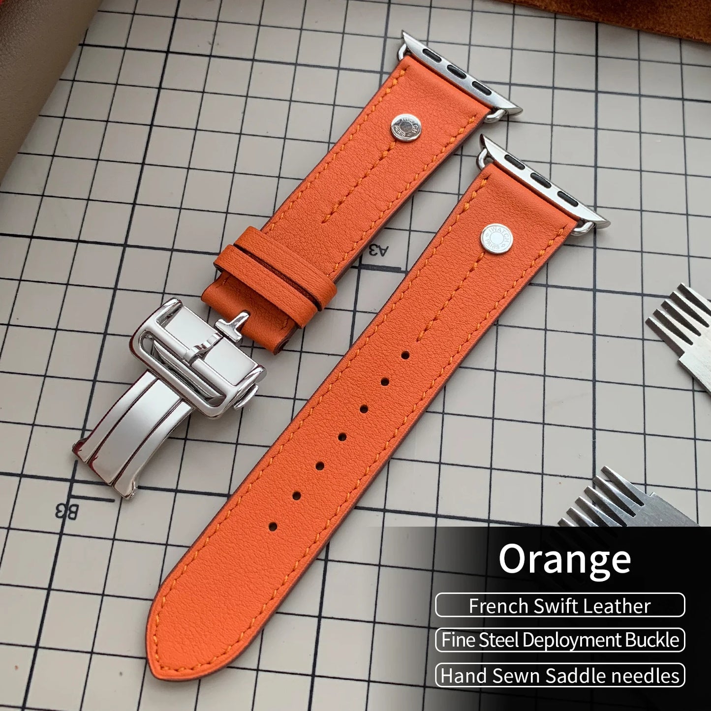 High-Quality Calfskin Leather Single Tour Band for Smartwatch