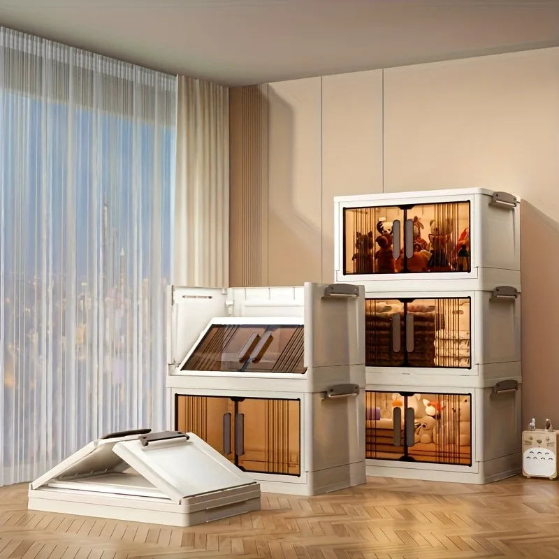 4/5-Tier Heavy-Duty Plastic Folding Storage Cabinet | Space-Saving Storage