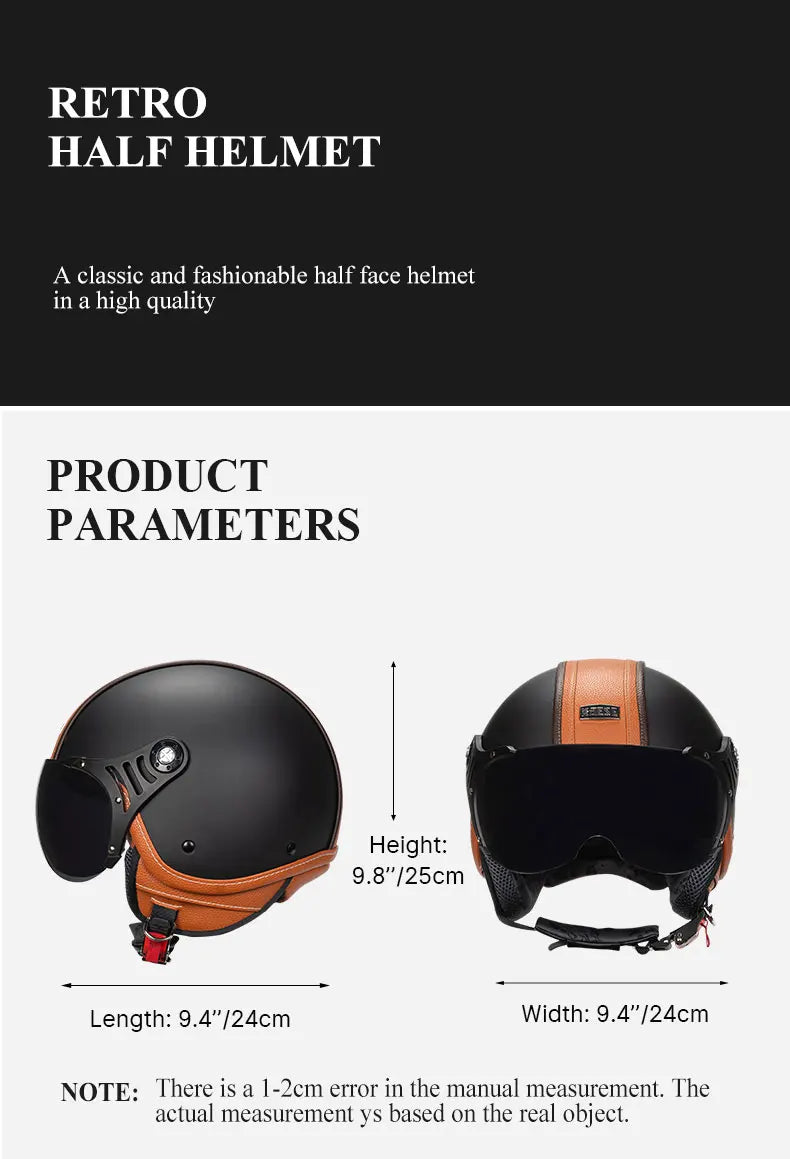 Half Face Double Lens Motorcycle Helmet | Stylish & Safe