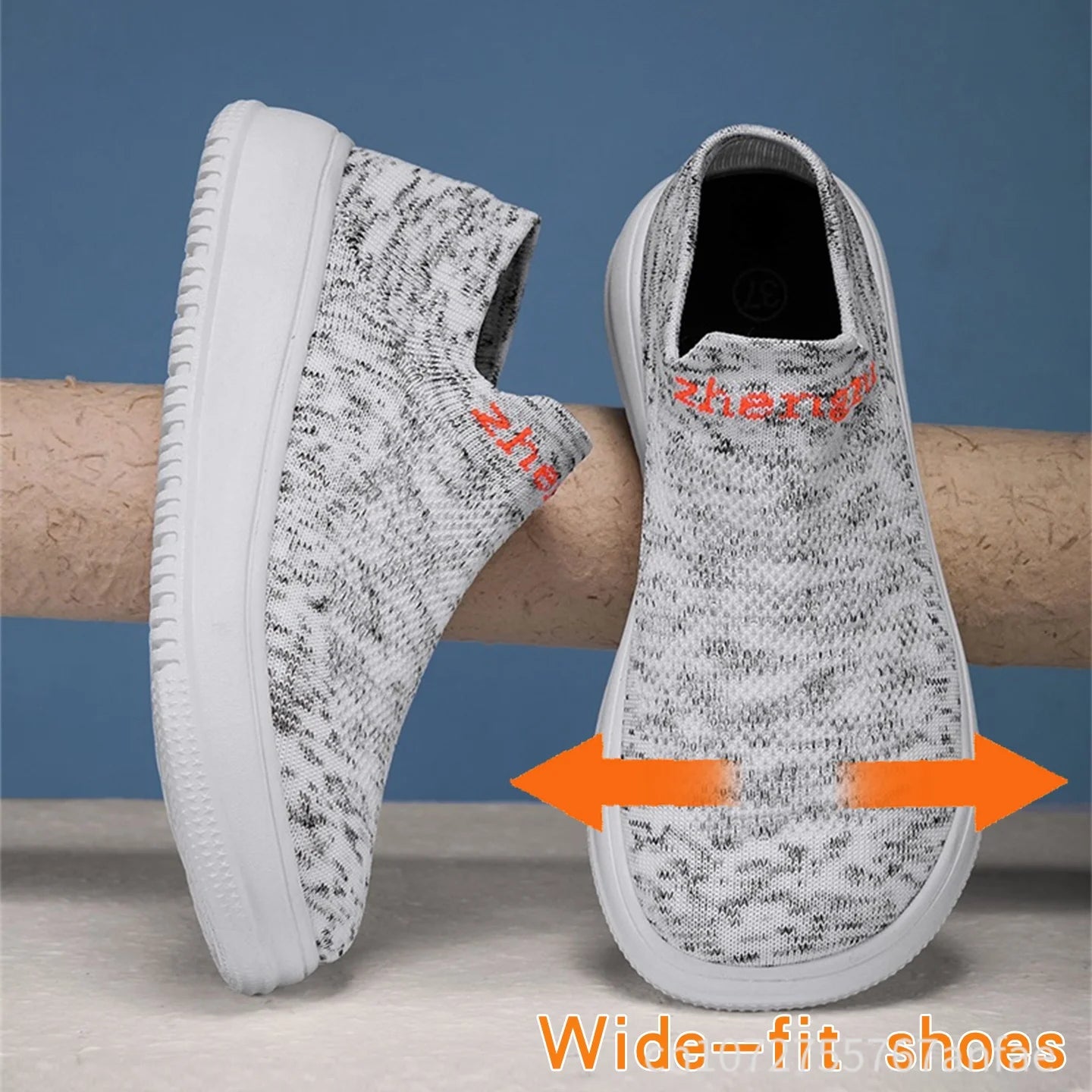 Unisex Wide Foot Sports Shoes | Breathable Slip-On Walking Sneakers