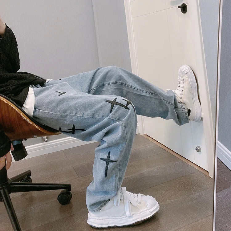 Men's Casual Wide Leg Jeans | Trendy Streetwear Denim Pants