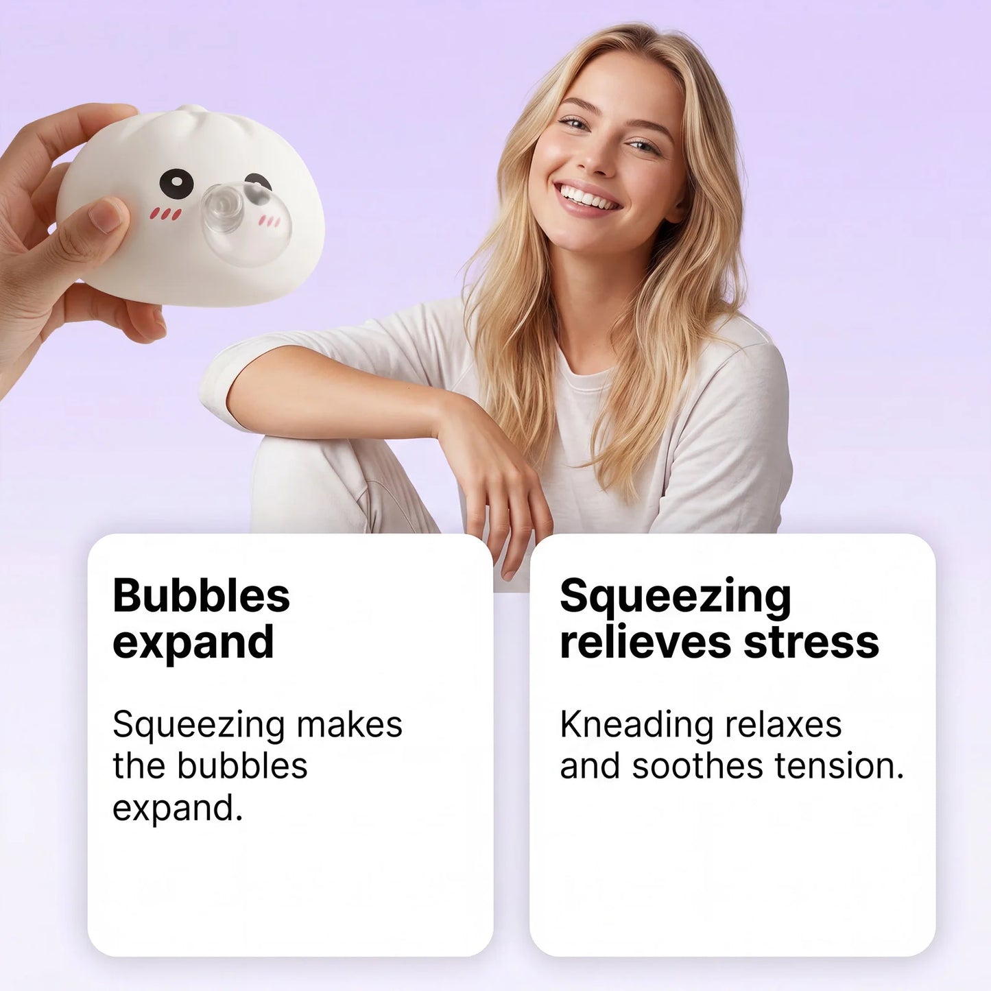 Dumpling Squishy Blow Bubbles Toy Stress Relief Squeeze Toy Cute Bubble Blowing Fidget Sensory with Steamer Stretchy Sensory