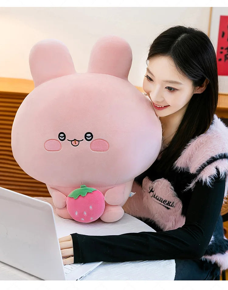 Large Pink Rabbit Plush Toy | Funny Expression Kids Stuffed Animal