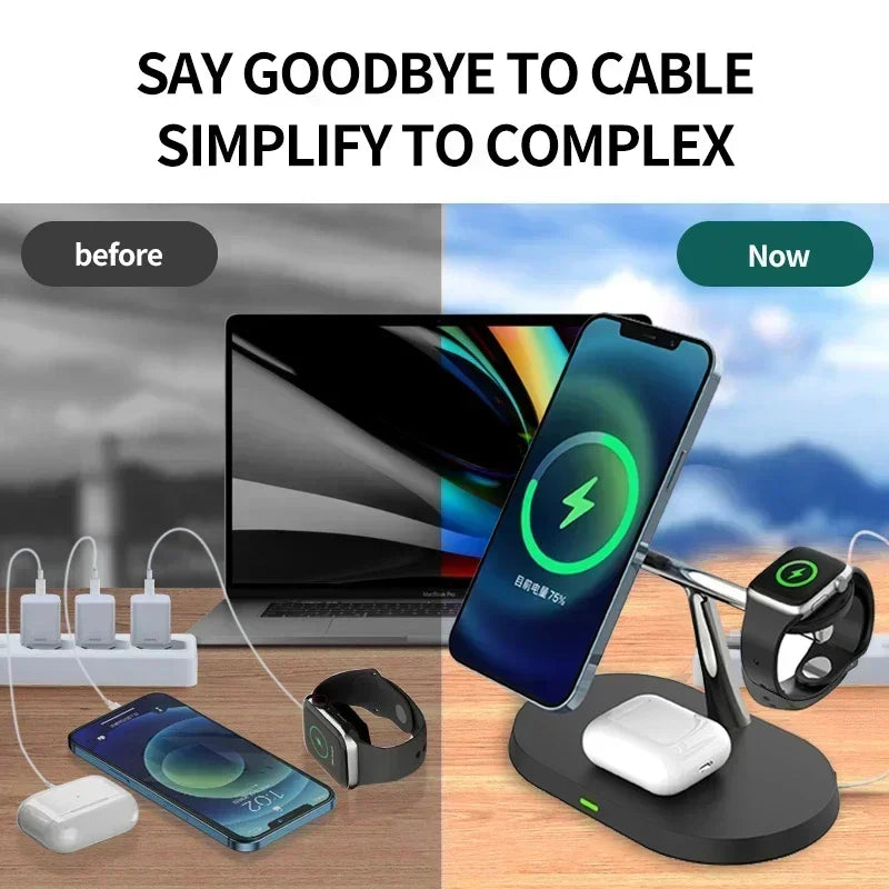 Magnetic 3-in-1 Wireless Charging Stand | Fast MagSafe Charger