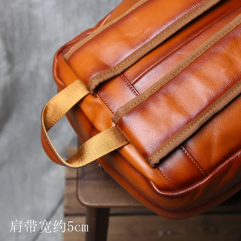 Vintage Leather Backpack for Men | Retro Casual Cowhide Design