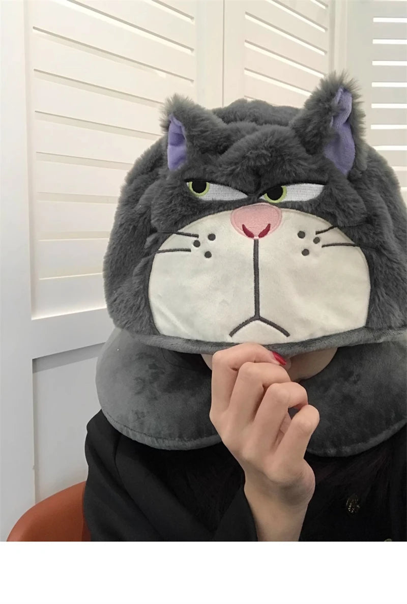 Kawaii Cat U-Shaped Neck Pillow | Cozy Hooded Travel Companion