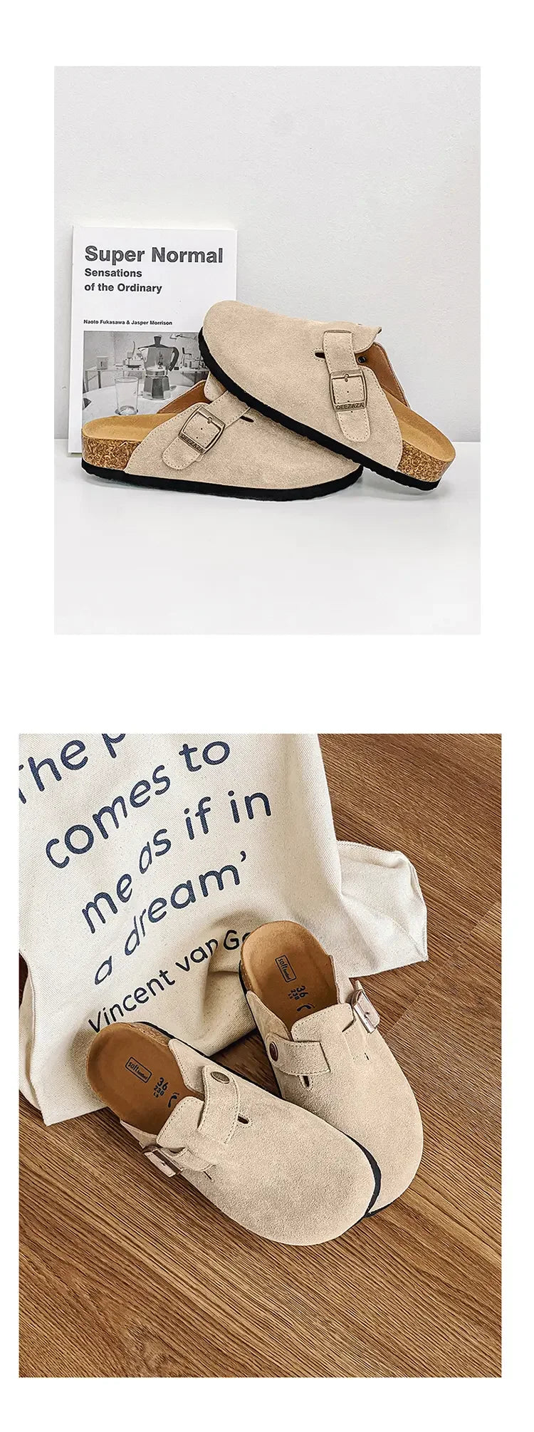 Cow Suede Cork Mules Slippers for All Seasons | Comfortable Clogs