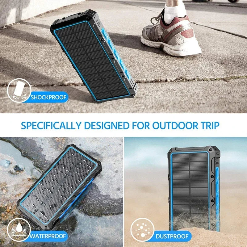 High-Capacity Solar Power Bank | Fast Charging & LED Lights