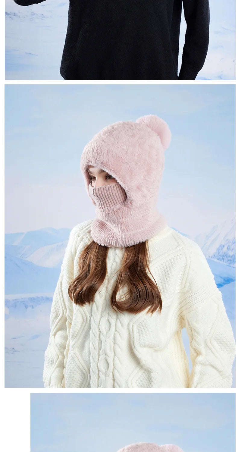 Women's 3-in-1 Fleece Lined Cycling Balaclava | Winter Windproof Hood