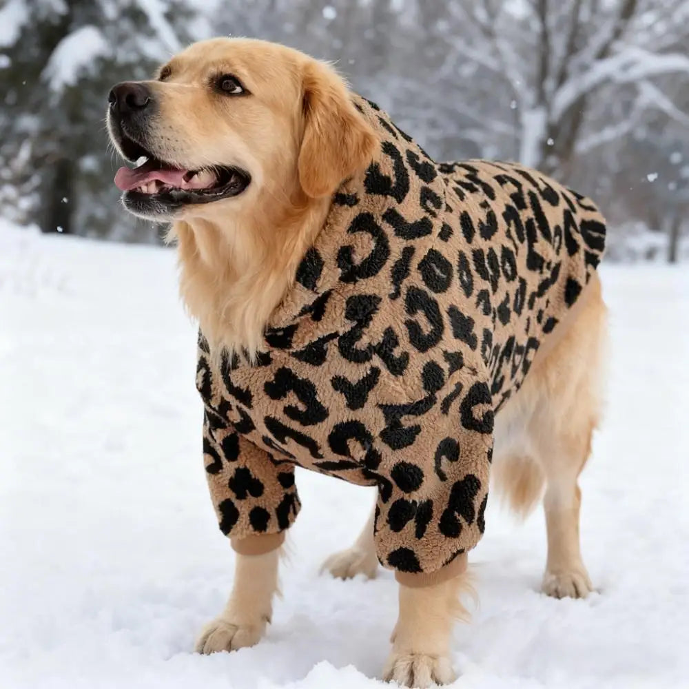 Abrigo de Forro Polar con Estampado de Leopardo para Perros | Atuendos Cálidos de Invierno para Perros