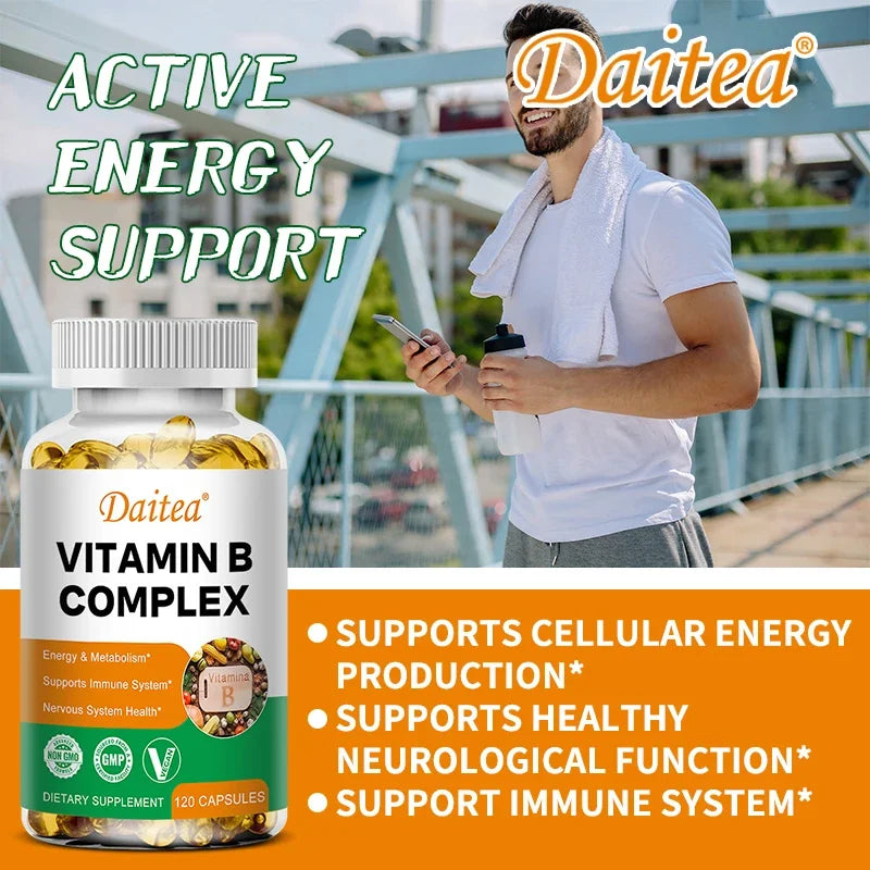 Organic Vitamin B Complex for Energy & Immune Support - 120 Capsules