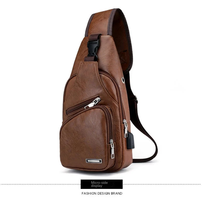Men's Chest Bag with Headphone Hole | Versatile USB Shoulder Pack