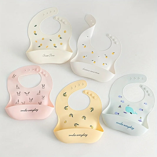Babero lindo de silicona unisex para bebé | Cómodo accesorio de alimentación