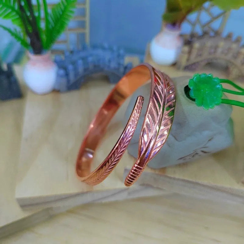 Vintage Pure Copper Feather Wing Cuff Bangle | Fashion Punk Jewelry