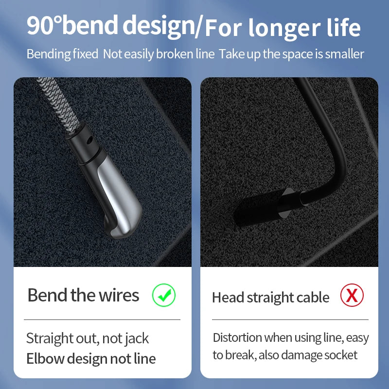 USB C Charger Cable | Flat 90 Degree Type C Charging Cable