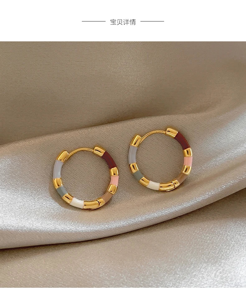 Colorful Enamel Mini Round Earrings | Fashion Jewelry for Women
