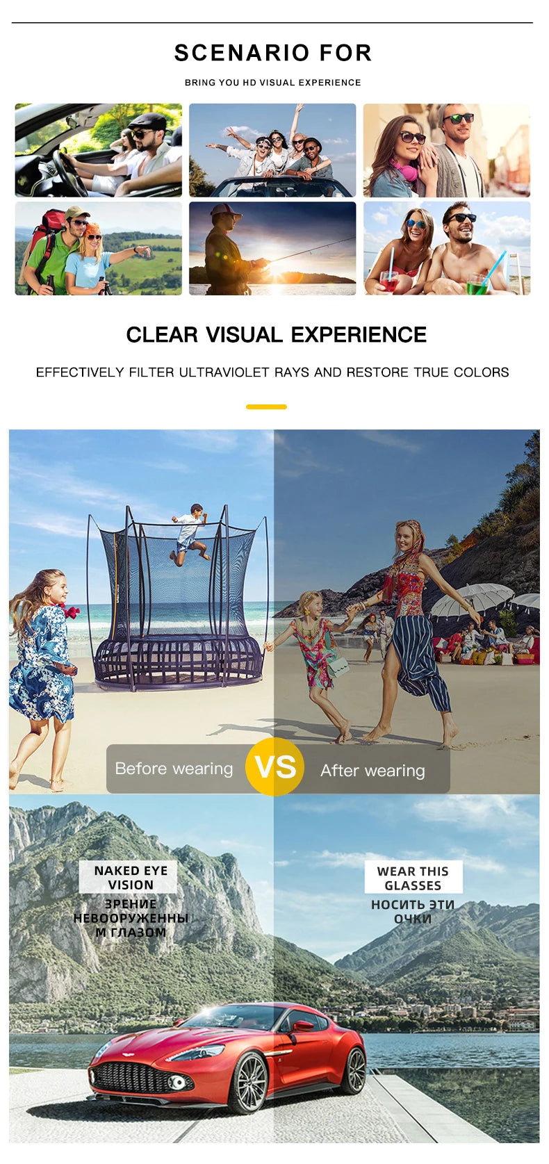 Fashionable Photochromic Polarized Sunglasses for Men & Women