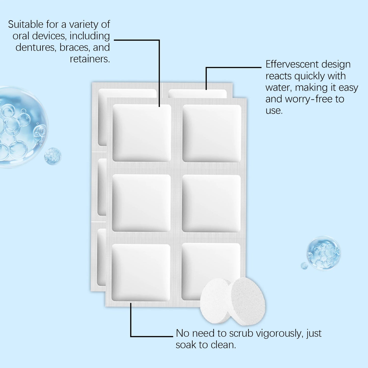 Denture Cleaning Effervescent Tablets | Daily Stain Removal