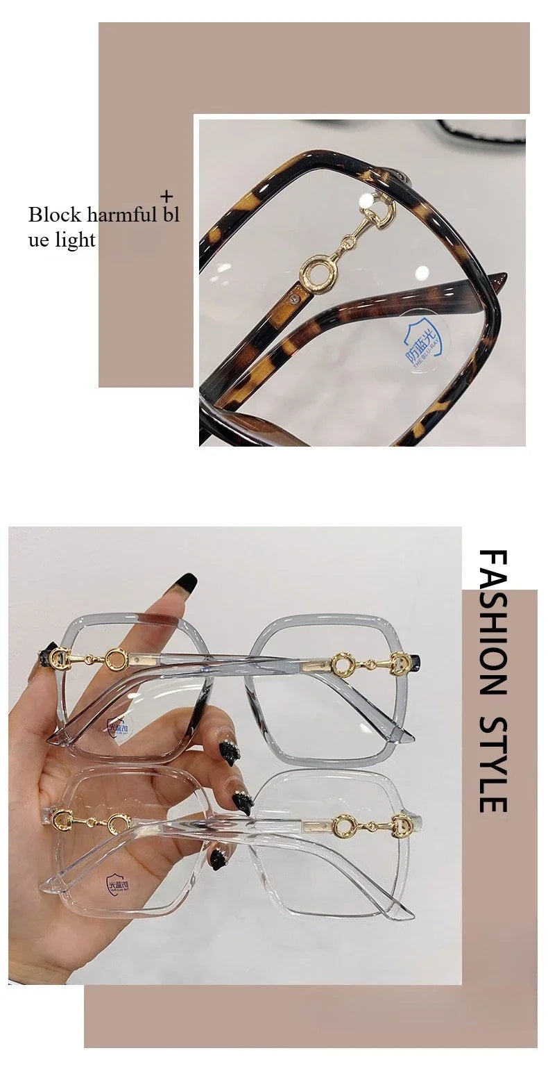 Fashionable Large Frame Myopia Glasses with Anti Blue Light and Anti Radiation High-definition Women's Full Frame Glasses