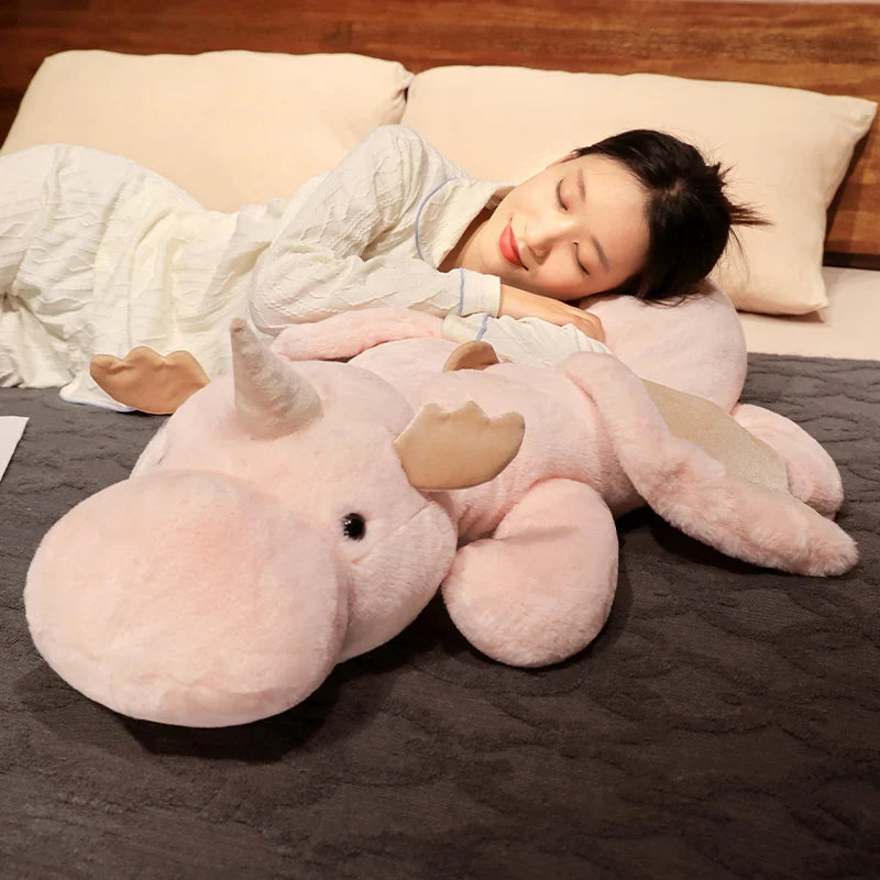 Giant White Dragon Plush Toy | Magical Hug Pillow With Wings