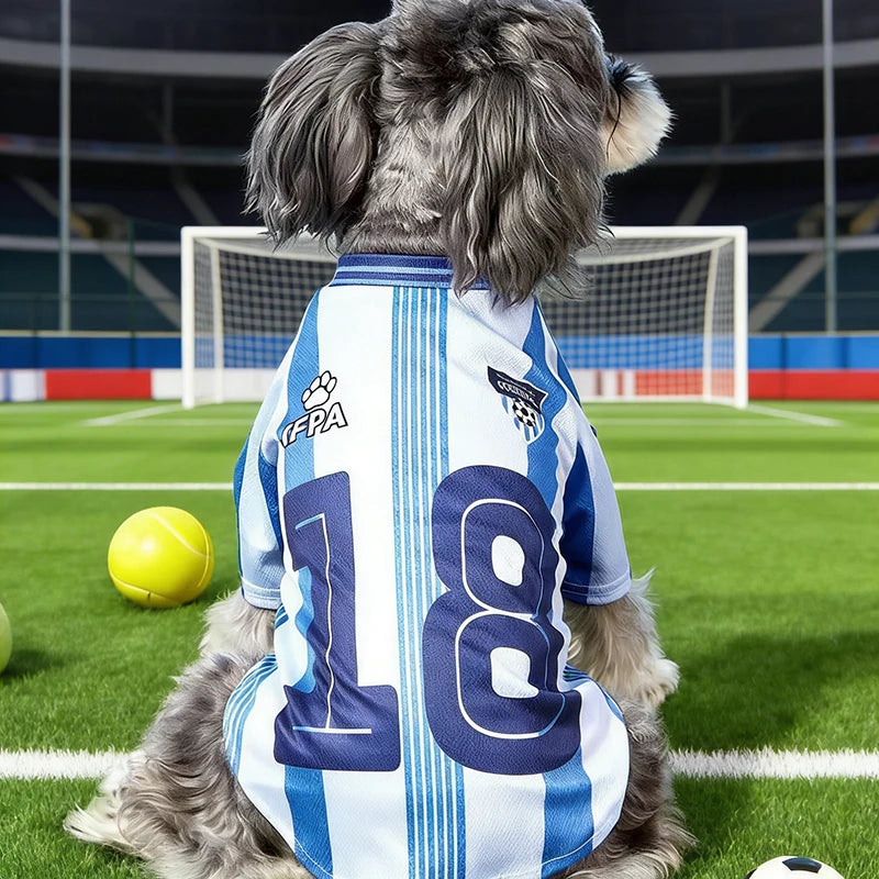 1pc Pet Cat/Dog #18 Jersey, Blue Stripe Letter Print, Fashionable Casual Sports Style, Comfortable Dog Shirt