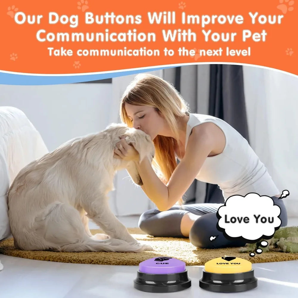 Botones para perros para comunicación, botones parlantes para perros, 8 botones de sonido grabables + 24 patrones de escenas + 1 alfombrilla para botones de perro + 16 pilas AAA