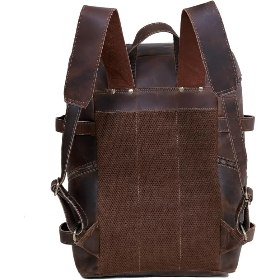 Mochila de Cuero de Gran Capacidad | Elegante Mochila Retro de Negocios