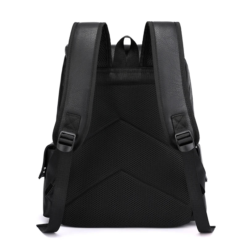 Men's PU Leather Backpack | Stylish Schoolbag for Laptops