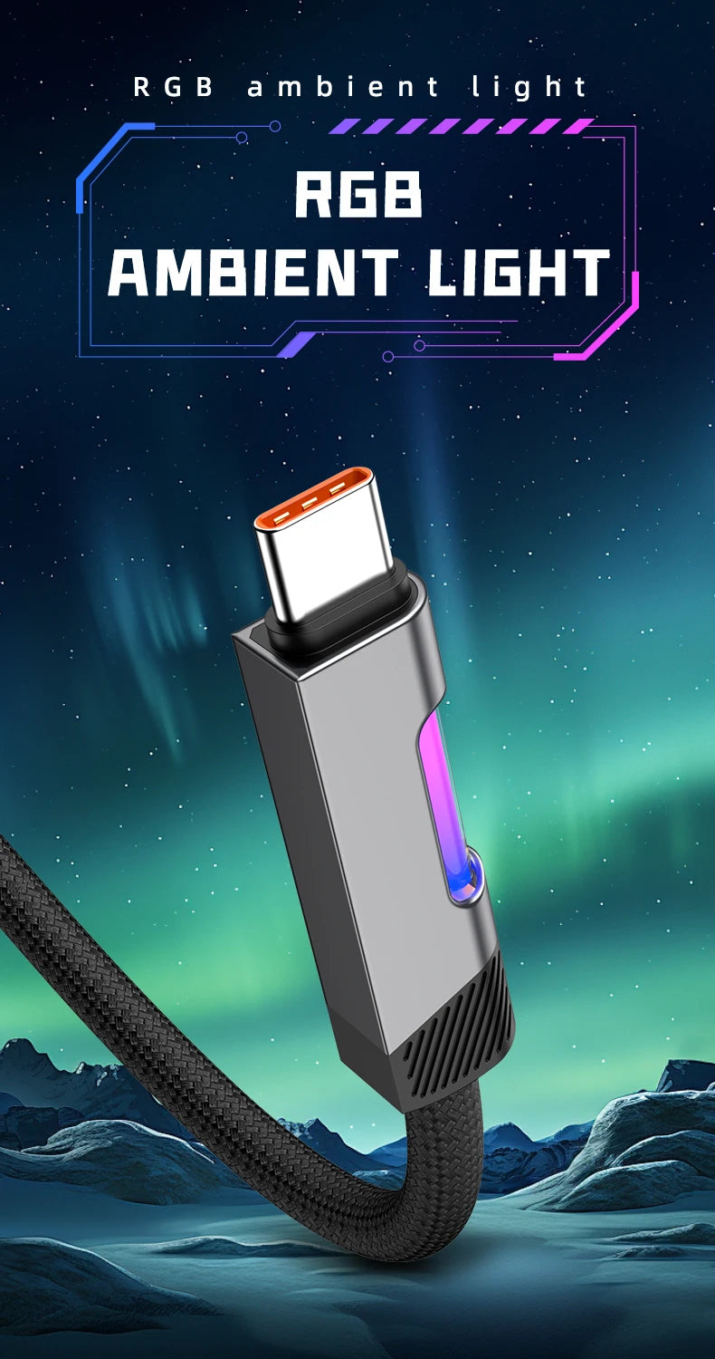 RGB Fast Charging Cable | 120W 6A USB Type C with Ambient Light