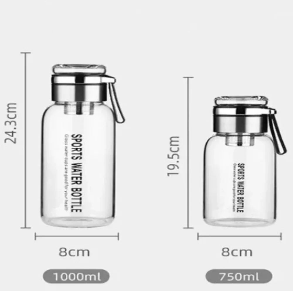 1L Large Capacity Glass Water Bottle | Portable Leakproof Drinkware