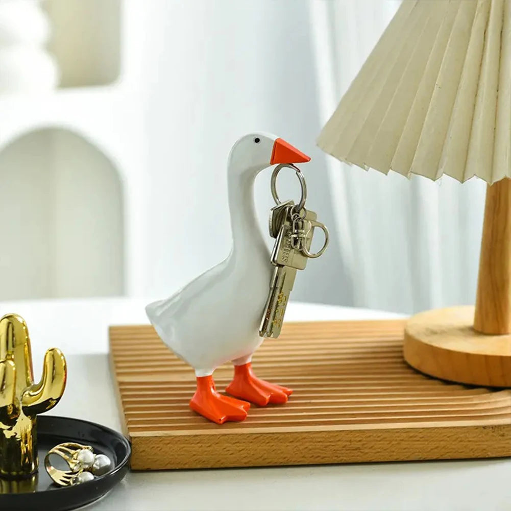 Kawaii Magnetic Silly Goose Figurine | Cute Resin Statue Decor