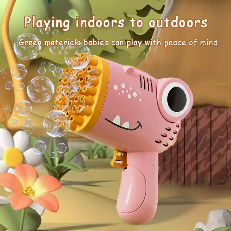 40 Hole Dinosaur Bubble Handheld Machine | Fun Outdoor Bubble Gun