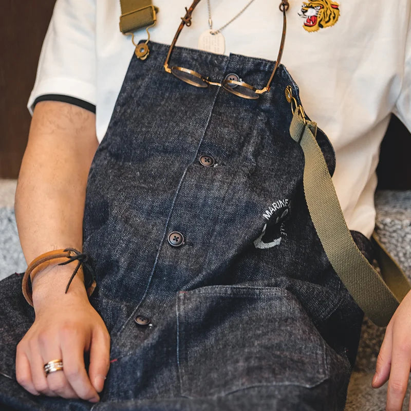 Men's Vintage Deck Strap Pants | Stylish Denim Straight Leg Jeans