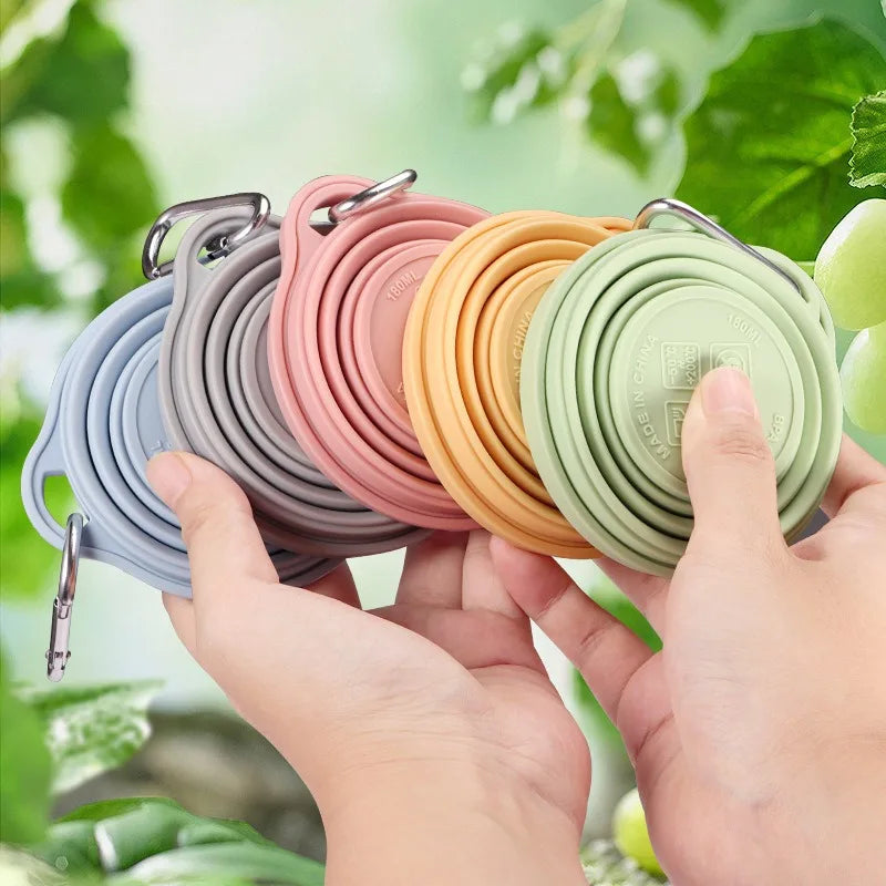 180ml Collapsible Silicone Cup with Lid | Foldable Travel Mug
