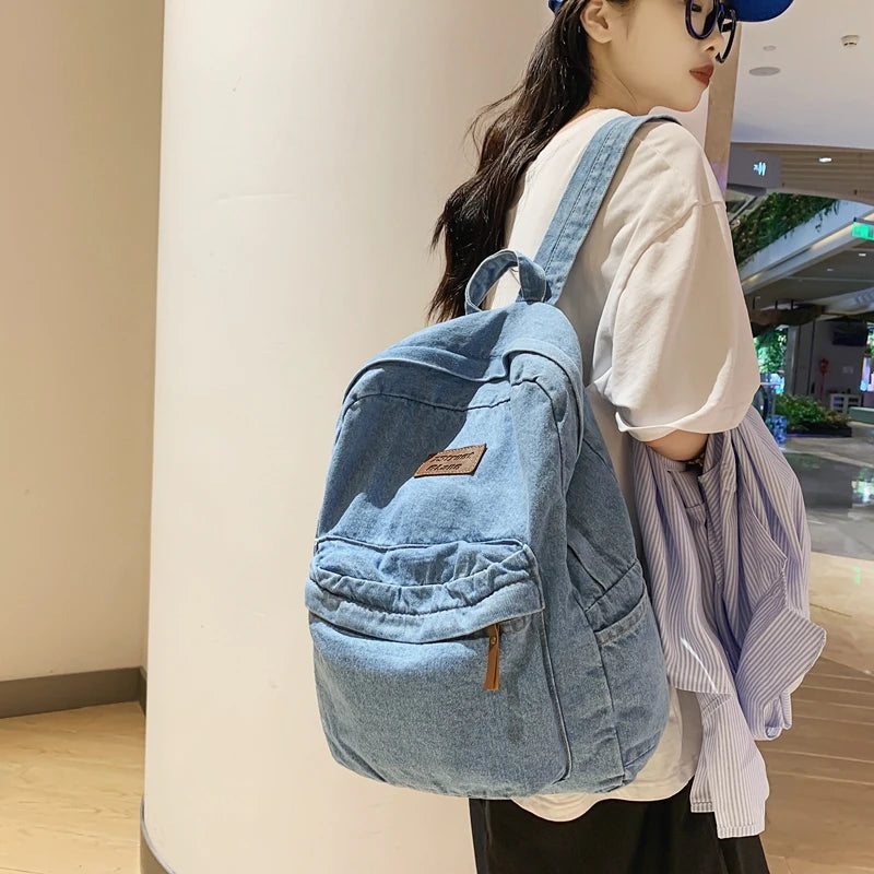 Trendy Denim Backpack for Students | Durable & Stylish Design