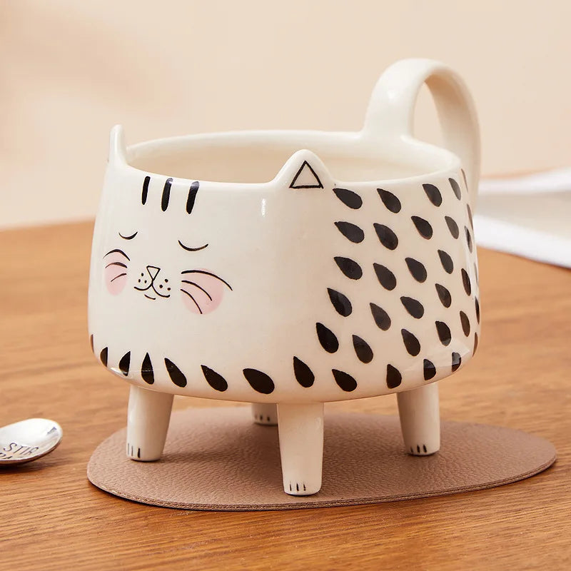 Cute Cat Mug with Legs | Adorable Ceramic Coffee Mug for Cat Lovers