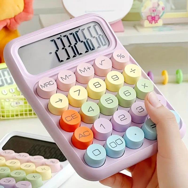 Cute Candy Color Mechanical Calculator | 12-Digit Office Tool
