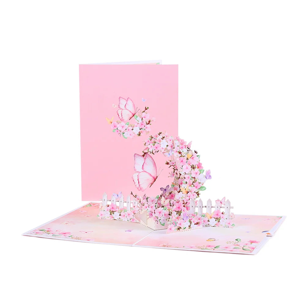 Elegant Floral Birthday & Holiday Greeting Card | Pink Rose Design